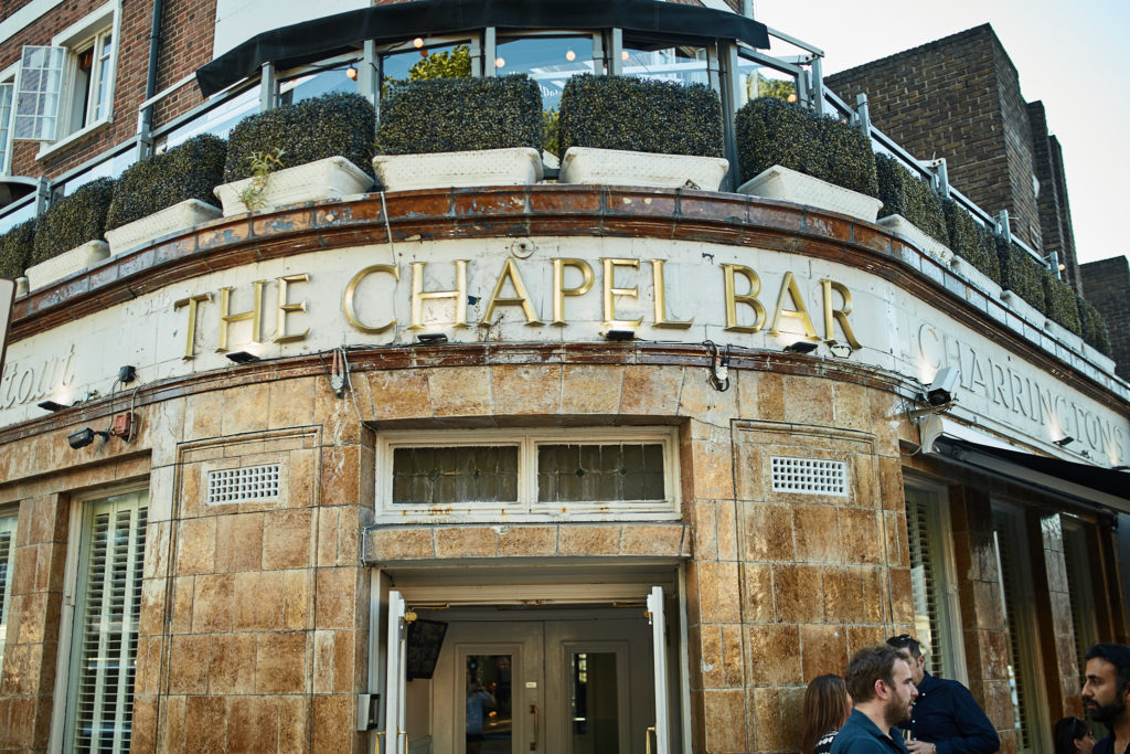 Exterior of the Chapel Bar in central London