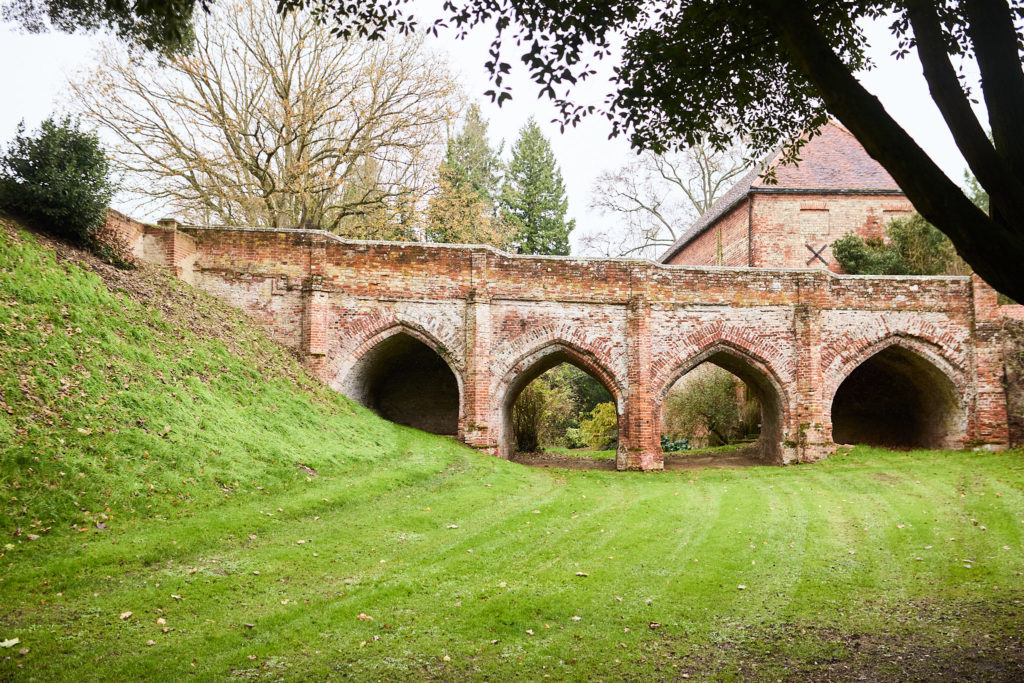 The Tudor brick bridge at Hedingham Castle